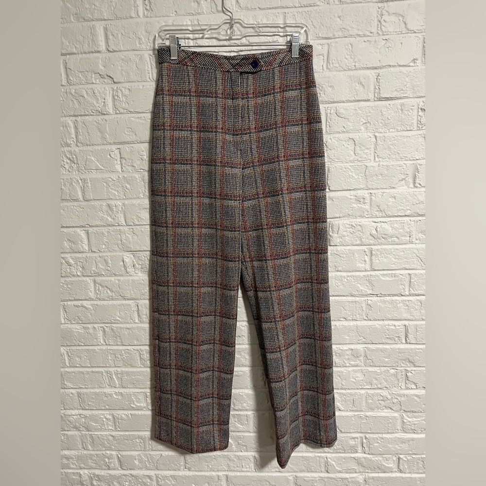 Vintage wide leg plaid trouser (wool-look)